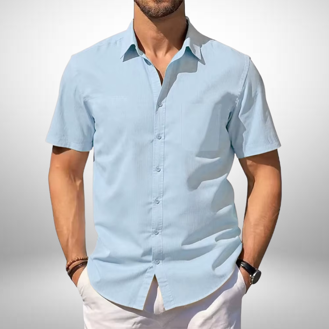 Elegantes Herren Kurzarmhemd – Blau