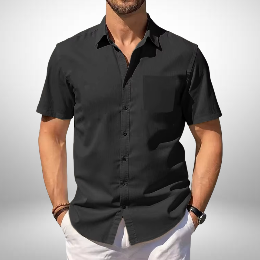 Elegantes Herren Kurzarmhemd – Schwarz